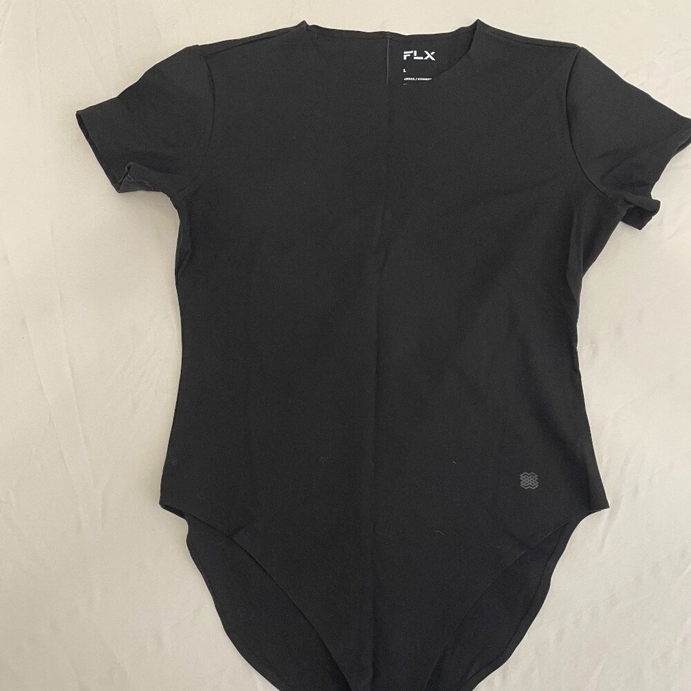 FLX high neck, short sleeved bodysuit, black, size L